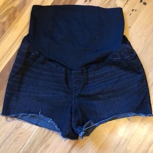 Black jean maternity shorts